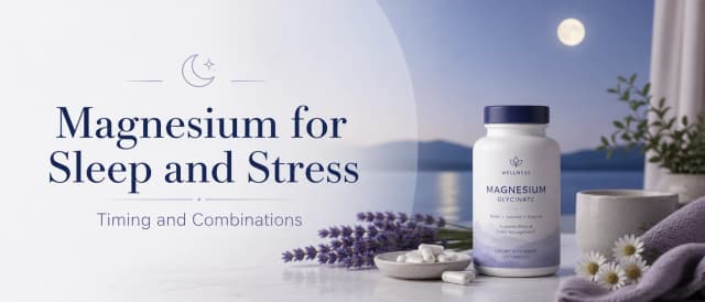 Magnesium supplement beside calming bedtime elements for sleep and stress support